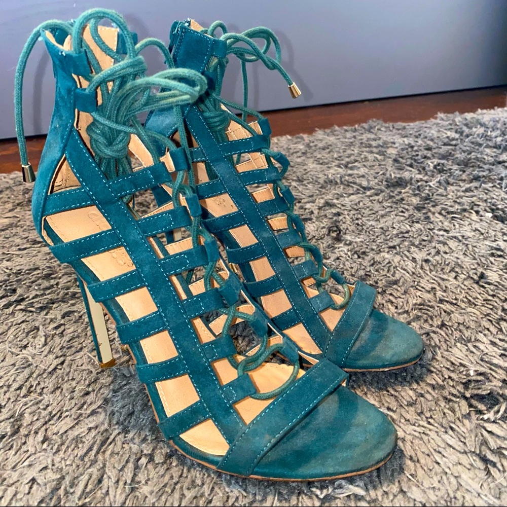 Green Tie Up Heels